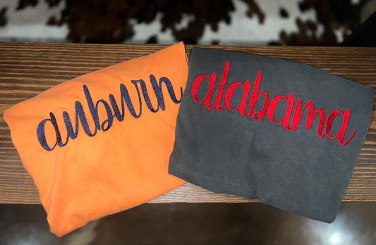 Auburn & Alabama embroidered