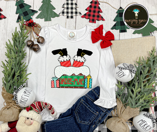 Personalized Santa in chimney (ruffle long sleeve)