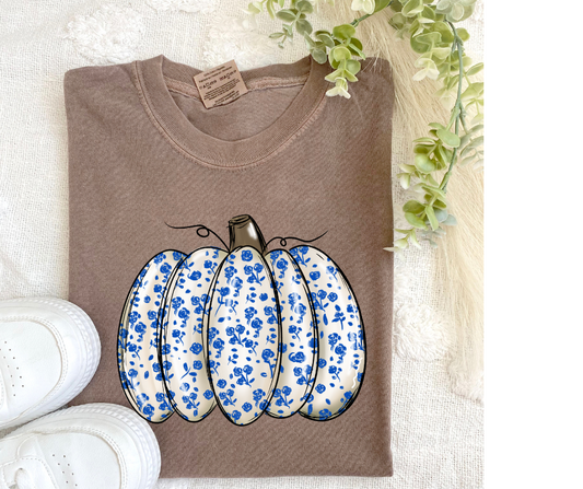 Blue Floral Pumpkin